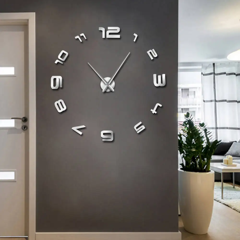 

3D Luminous DIY Arabic Large Number Wall Clock Modern Design Rushed Mirror Fashion Watches Quartz Frameless Huge Wall Watch
