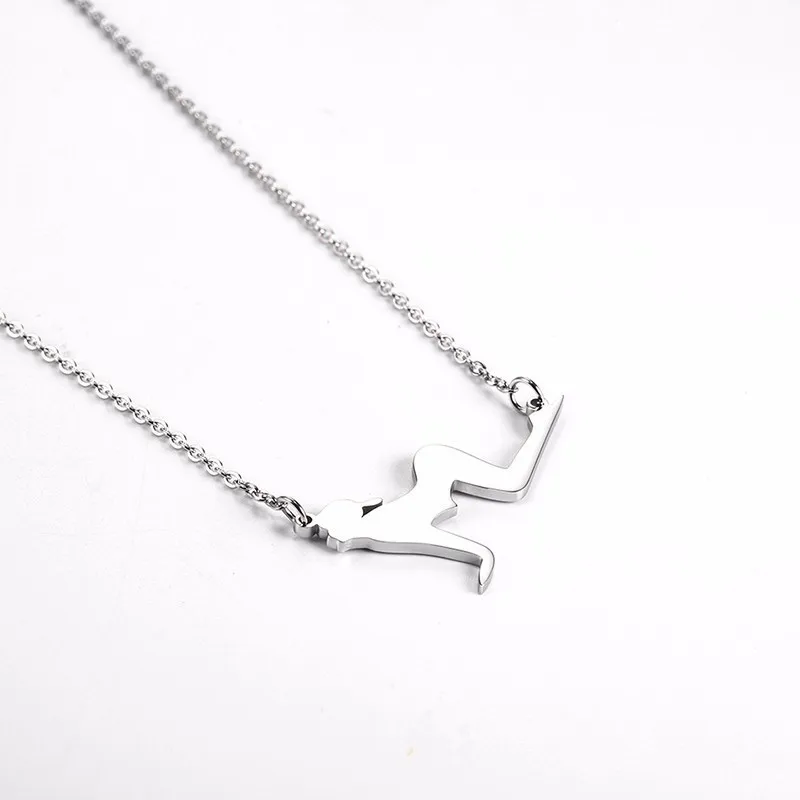 

2019 Stainless Steel Golden Girl Practicing Yoga Charm Necklace Fashion Simple Unique Woman Jewellery Necklaces Choker