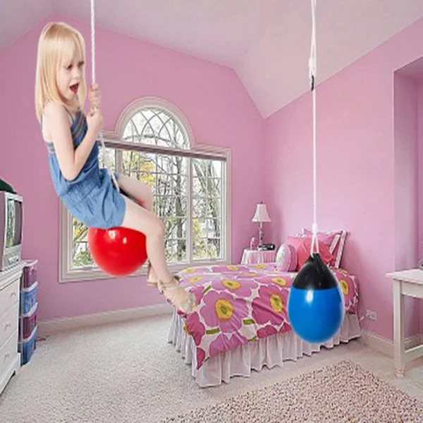 

Swing Ball Seat for Kids with Adjustable Ropes Durable PVC Buoy Ball Swing for Tree, Indoor, Playground, Background