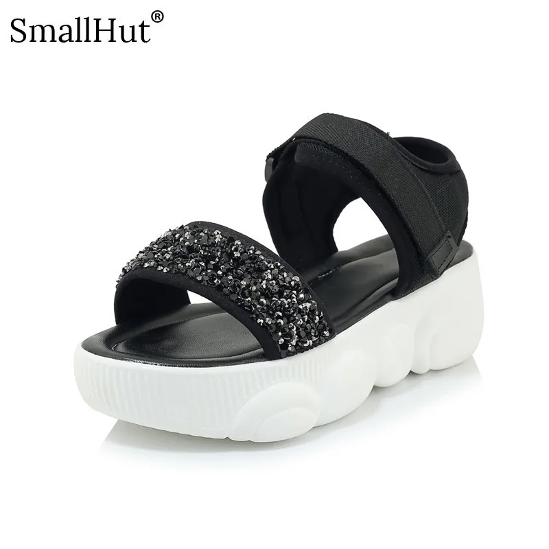 

Women Platform Sandals Summer Ankle Strap Ladies New Casual Shoes Fashion Black White Punk Bling Womans Open Toe Sandal E049