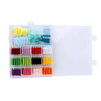 

Mini 16 Colors 80Pcs Sewing Kit Tool Box Portable Compact Lightweight Sewing Organizer Polyester Strap Box for Home Travel