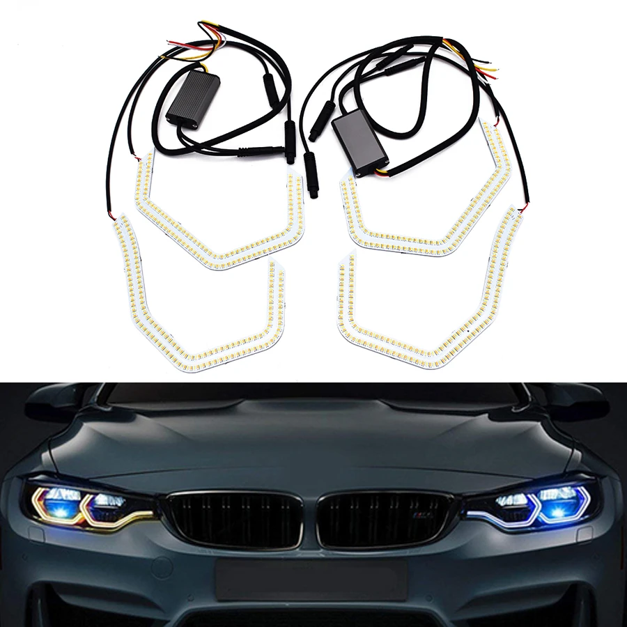 

For BMW M3 M4 Dual-Color Switchback LED Angel Eye Kit with Relay Wirings