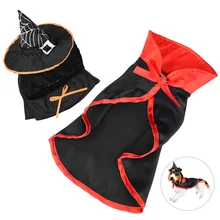 

Petacc Halloween Pet Costumes Cute Cosplay Vampire Cloak Cape Dog Cap with Cosplay Horns, Black