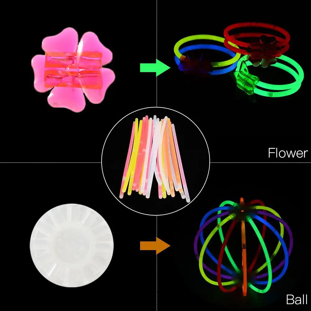 Thinkmax Glow Sticks Multi-Colored 8" Glow Sticks and Connectors, Make Bracelets, Glasses, Ball, Flower and More 134 Pcs Set