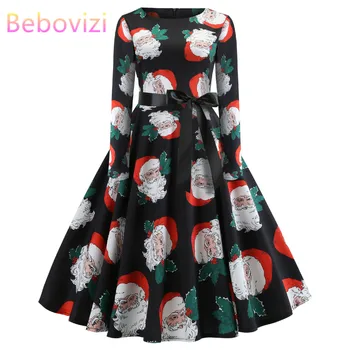 

Fall 2019 Santa Claus Womens Clothing Xmas Black Elegant Christmas Bandage Dress Long Sleeve Vintage Party Dresses Vestidos