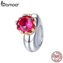 BAMOER романтический 925 пробы серебряный розовый красный любовь сердце бусины Шарм Подходит Браслеты подружек Браслеты циркон ювелирные изделия SCC1116