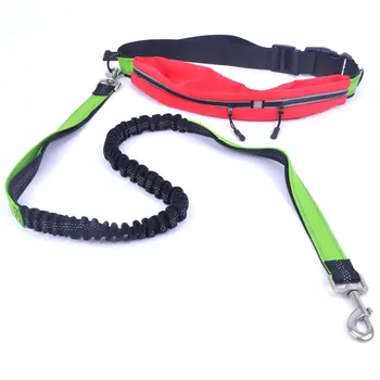 

Retractable Hands Free Dog Leash with Smartphone Pouch-Dual Handle Bungee Waist Leash for Up to 150 lbs Large Dogs (Red)