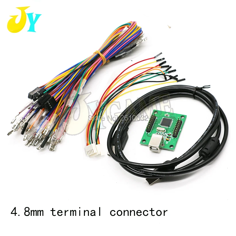 DIY 2 Players Arcade to USB Controller Adapter Joystick Connector Cable Wiring Kit For MAME Keyboard Encoder Board ezolen 3d axis joystick cctv keyboard controller keypad for ptz speed camera decoder dvr nvr pelco rs485 pan tilt zoom