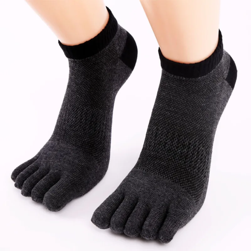 Новые мужские дышащие носки до щиколотки для бега езды на велосипеде удобный топ эластичные спортивные носки с пятью пальцами мужские хлопковые мягкие носки