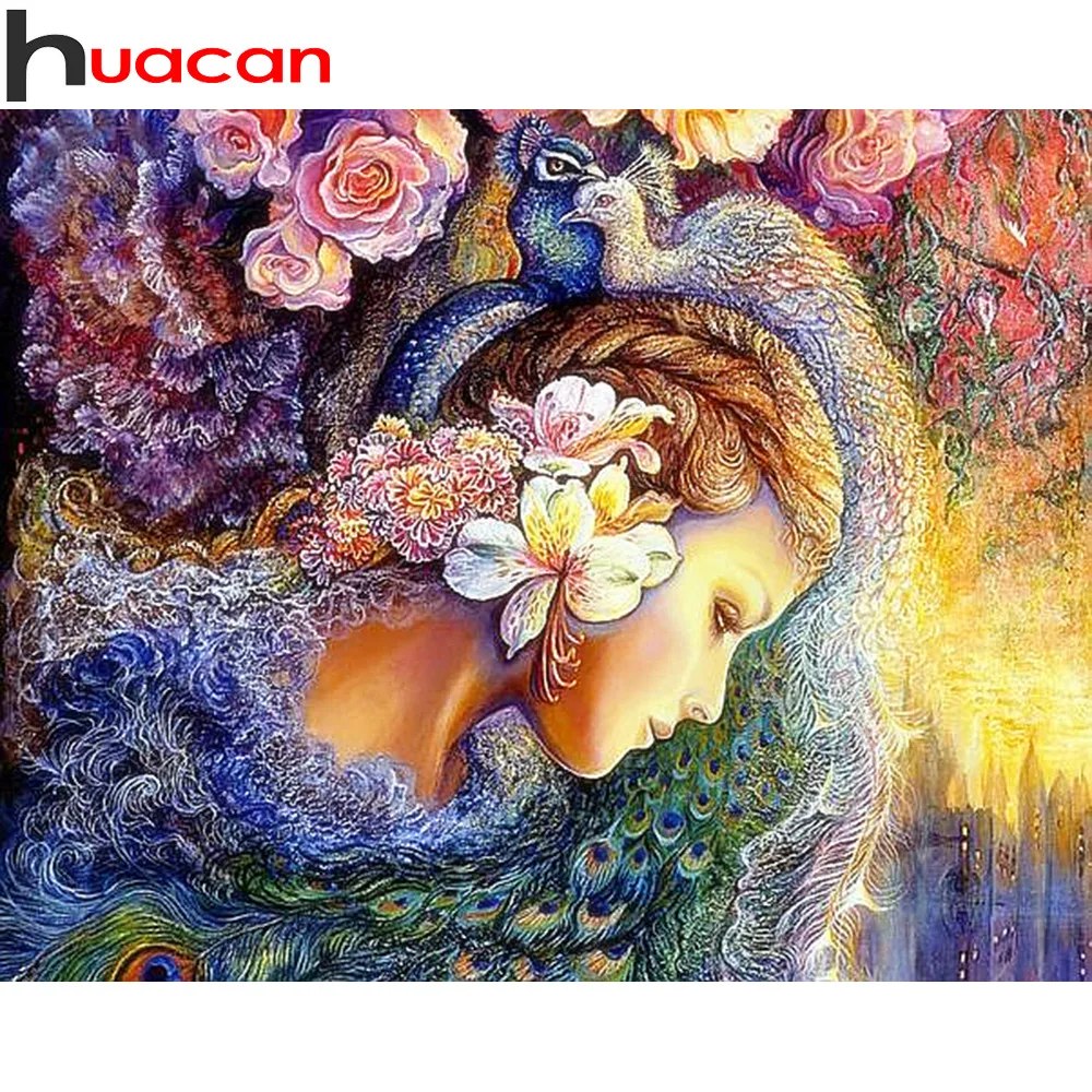 

Huacan Full Square Diamond Mosaic Portrait Cross Stitch Diamond Painting Girl Home Decoration Diamond Embroidery Picture Beading