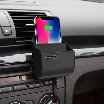 

High quality Qi Car Air Vent Organizer Wireless Charging Storage Box For iPhone Samsung Mobile phone holder
