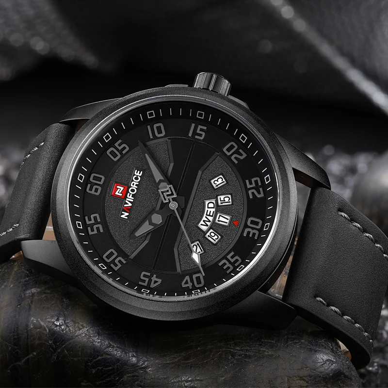 New Top Luxury Brand NAVIFORCE Men's Fashion Casual Watches Men Quartz Clock Man Leather Strap Army