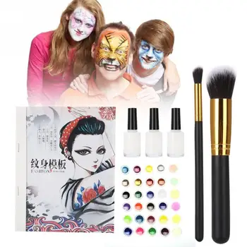 

Body Art Tattoo Template Kit with 24 Glitter Colors 6 Luminous Colors 108 Uniquely Tattoo Stencils Body Painting GlitterPowder