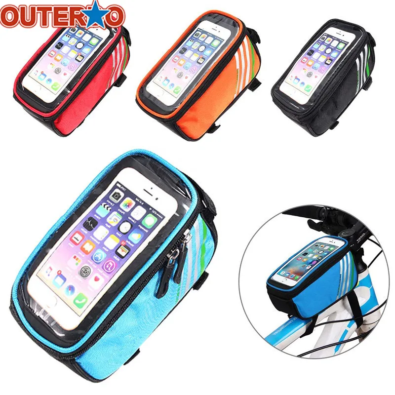 

4 Colors 18x9.5x8.5 cm Touch Screen Bicycle Bike Package Cycling Frame Pannier Front Tube Bag for 5.5 Inches or Less Smart Phone
