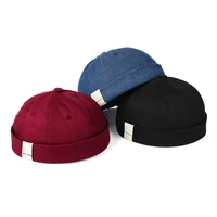 Adjustable French Brimless Hat Mens Vogue Retro Skull cap Docker Sailor Cap Biker Beanie Retro Sun Hats Vintage Unisex Harajuku 1