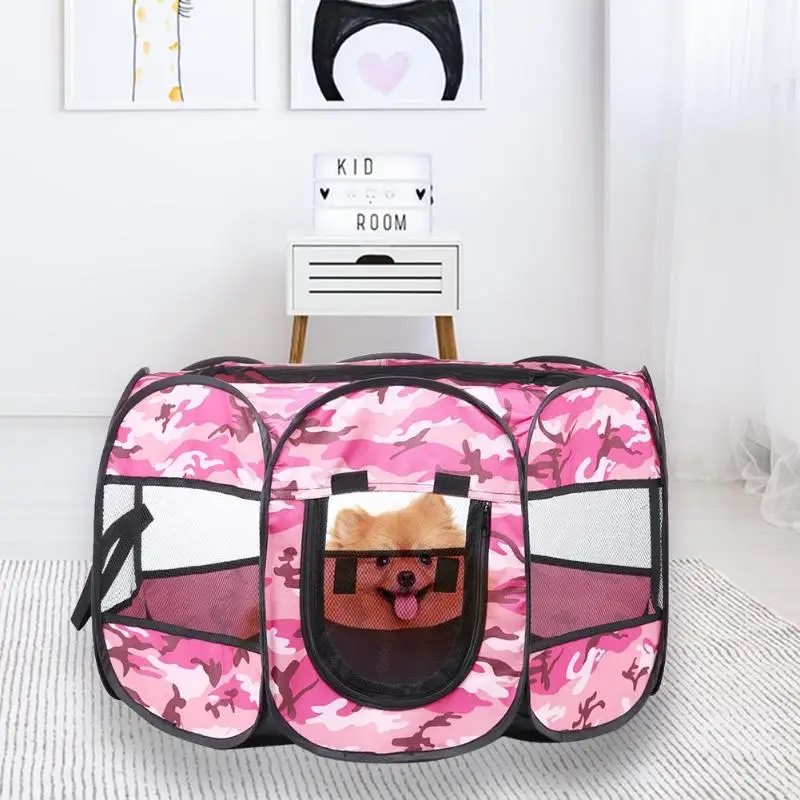 

Portable Folding Pet Tent Dog House Cage Puppy Pet Cats Playpen Octagonal Fence