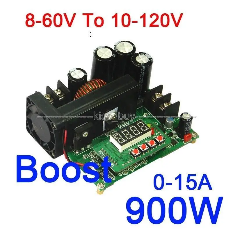 

900W Power Supply Module DC8~60V to 10~120V 15A NC Adjustable Voltage Regulator DC12V 24V Boost Converter with Voltmeter Ammeter