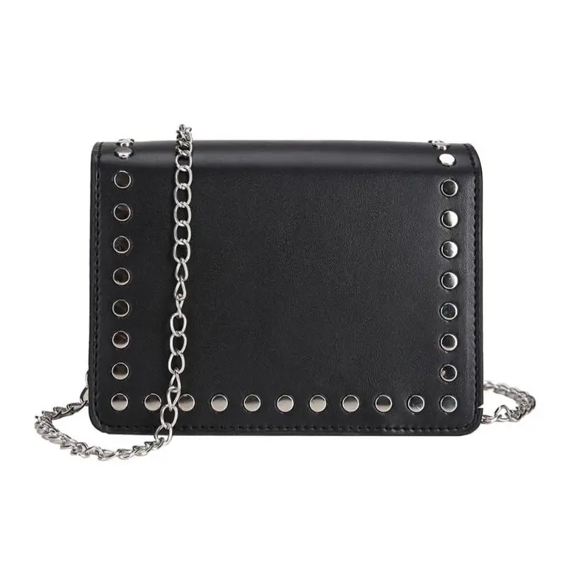 Винтажные сумки на плечо с заклепками, женские кожаные маленькие сумки с цепочкой через плечо, формальный с цепочкой, сумка-тоут на плечо