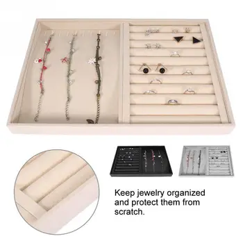 

High Quality Flannel PU Ring Earrings Jewelry Display Tray Bracelet Ring Earring Necklace Storage Plate Case Showcase