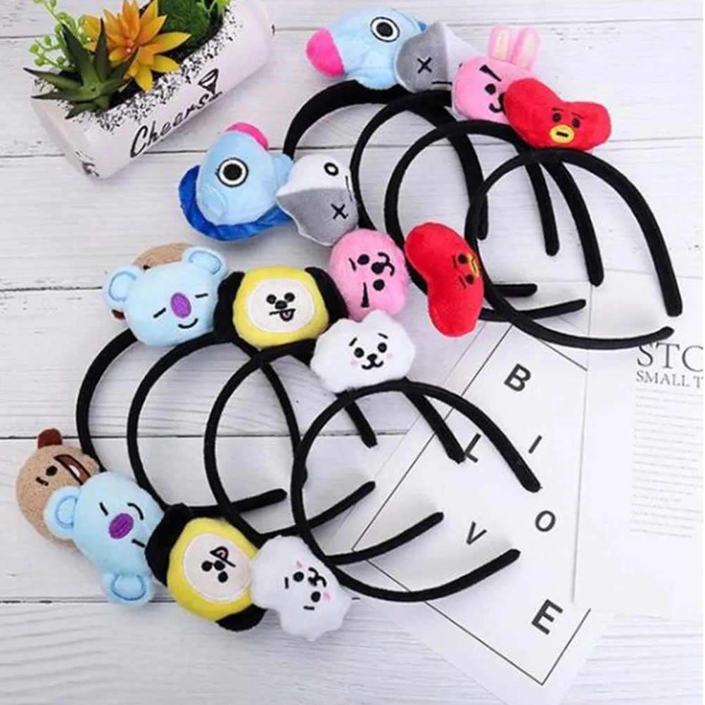 

Cute Plush BTS Hair Band Styling Hair Band Hair Ropes Elastic Hairbands Rubber Band Cartoon Headbands For Girls Gift