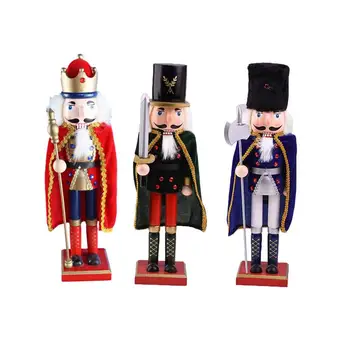 

3 colors Cloak King Nutcracker Folk Solid Wood Handmade Handicraft Puppet Home Living Room Office Desktop Decoration