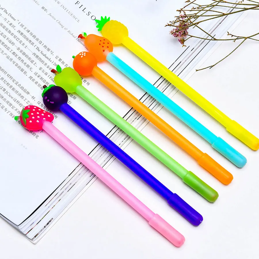 

36pcs/lot Kawaii Cute Fruit 0.38mm 0.5mm Gel Pens Black Ink Writing Pen for School Office Supplies Stationery Gift