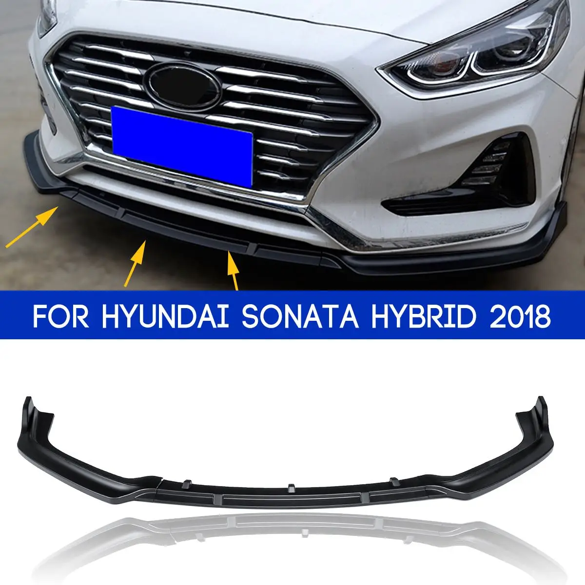 

Car Matte Black Front Bumper Lip for Hyundai for Sonata Hybrid 2018 Unpainted Spoiler Lip Exterior Parts Bumpers