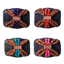 Ретро двойной, отделанный бисером волосы Волшебная расческа клип деревянные бусины эластичность эластичные волосы расчёски и гребни для волос шпильки для женщин аксессуары для волос