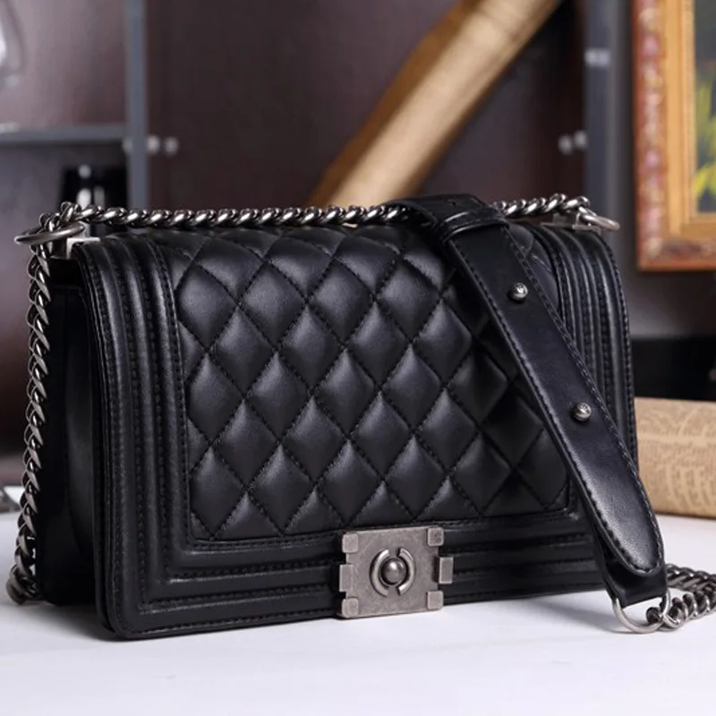 

New Soft PU Leather Bag Fashion Diamond Lattice Chain Small Bag Plaid Elegant Ladies Handbags Crossbody Messenger Bags For Women