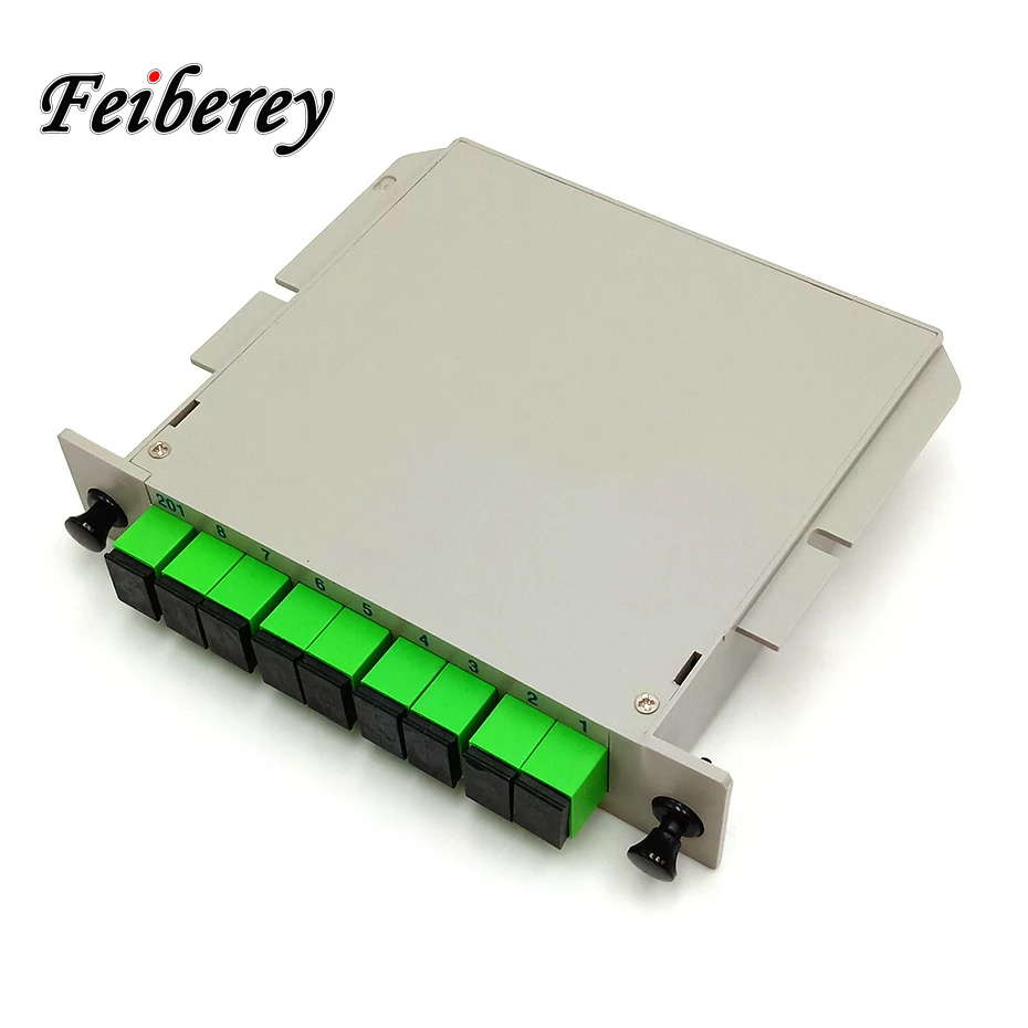 

SC UPC APC Fiber Optic Splitter 1x4 1x8 1x16 Optical PLC Splitter Cassette Box Card Inserting Type Optical FTTH PLC Splitter 1x8