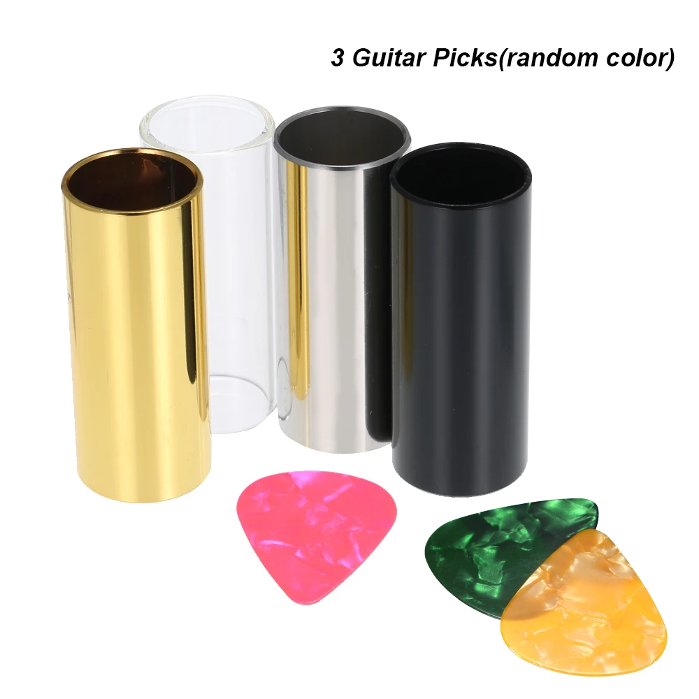 Guitar Accessories Kit 4pcs 60MM Guitar Slides Bars 3pcs Guitar Picks Finger Slides for Guitar