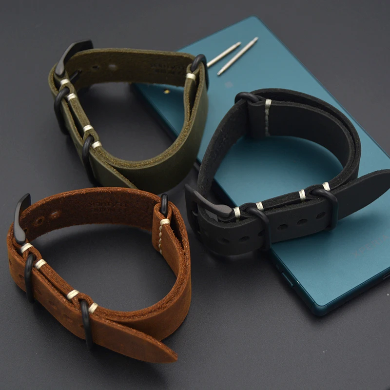 

New design 20MM 22MM 24mm 26mm Black Brown Genuine Leather WatchBands Bracelet ZULU NATO Strap Watch Band Military Watches Belt