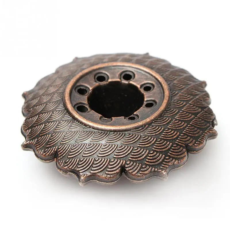 Lotus бронзовая тарелка-Кадило С 9 отверстиями для конусной горелки держатель для благовоний медный держатель для благовоний с 9 отверстиями медная статуя конуса