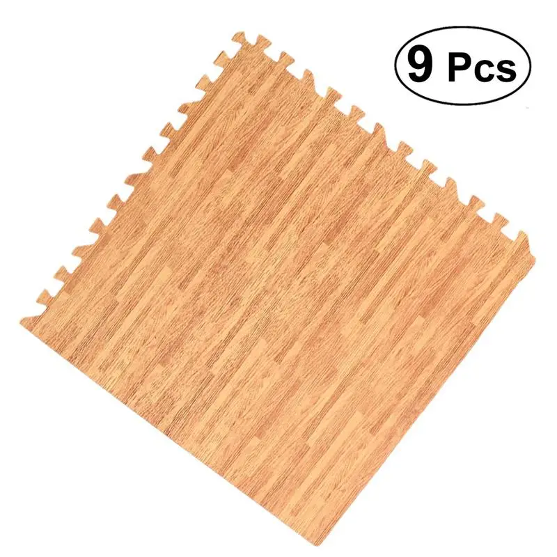 

9pcs/set EVA Puzzle Foam Mats Faux Wood Ground Mat Protective Flooring Mats Foam Cushion Carpet (Light Wood)
