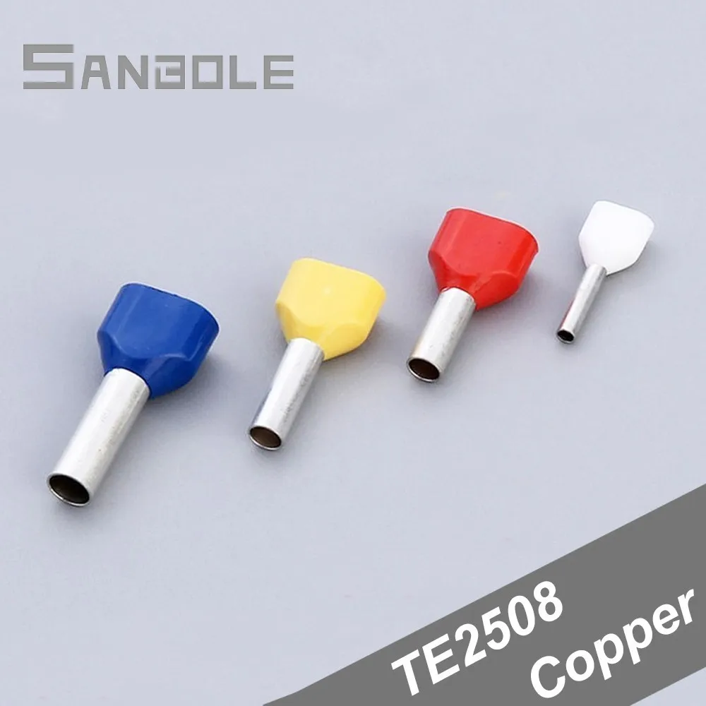 

Cold Pressure Insulated Double Cord End Terminal Splice Insert Needle Connection Wiring Tube Terminal TE2508 (1000PCS)