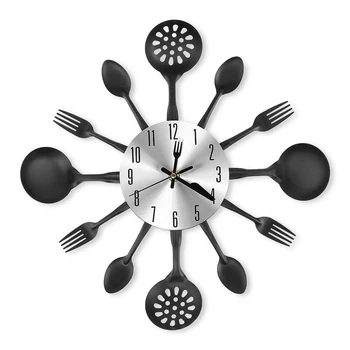 

Kitchen Tableware Silent Wall Clocks For Living Room Home Decor New Arrival Hanging Clock Home Decoration - Black Red Silver