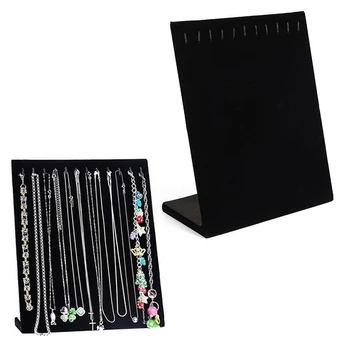 

17 Hooks Velvet Jewelry Organizer Holder Storage Board Bracelet Necklace Pendant Display Stand Rack Jewelry Display Case