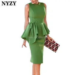 NYZY C89 Элегантные без рукавов трава зеленое вечернее платье короткая длина до колена коктейное платье для вечеринки vestido коктель дешевые