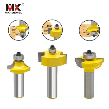

3Pcs 1/2" Shank Blade Cutter Milling Cutter Door Router Bits Set Round Over Bead Woodworking Cutter Power Tools