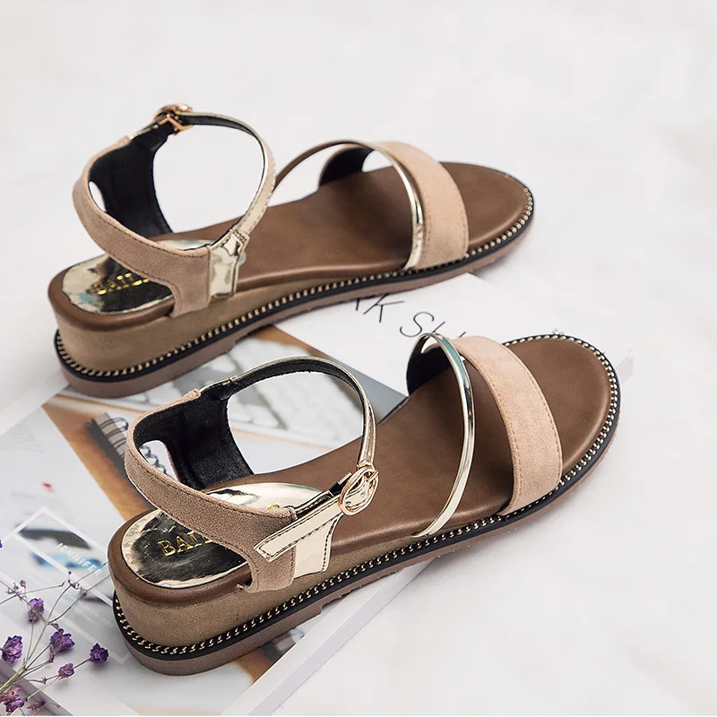 

Word Slope Sandals 2019 Woman Summer Flat Bottom Student Clothes Beach Shoes