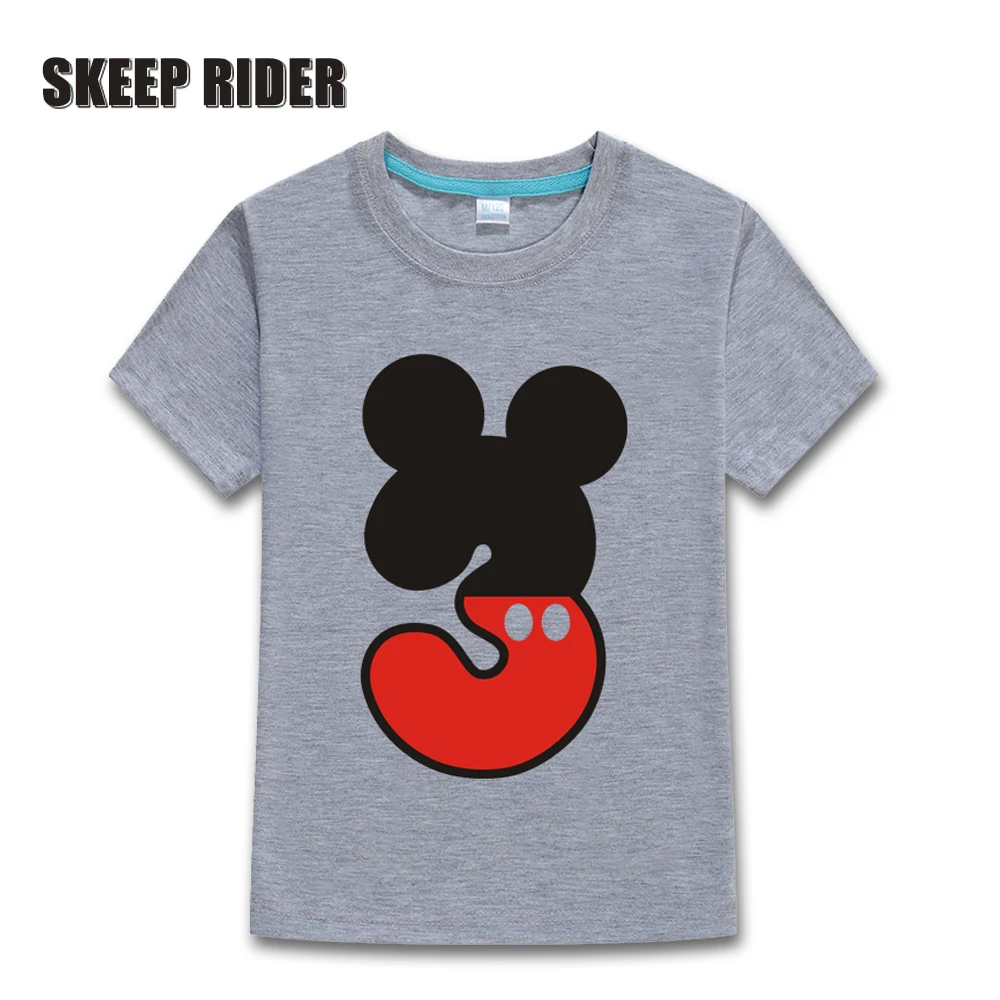 

1 2 3 4 5 Years Birthday Boys T Shirt Short Sleeve Spring Summer Gray Cotton tshirts Knitting Underwear Children's Clothing