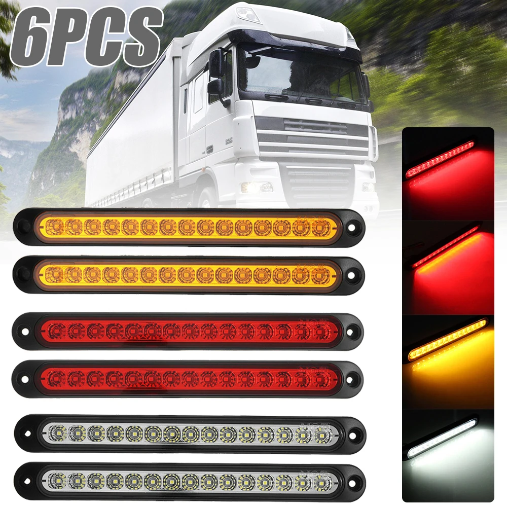 

Mayitr 6pcs 15LED Universal Trailer Truck Tail Light High Brightness 3rd Brake Light Bar Stop Signal Lamp Set for Car Lighting