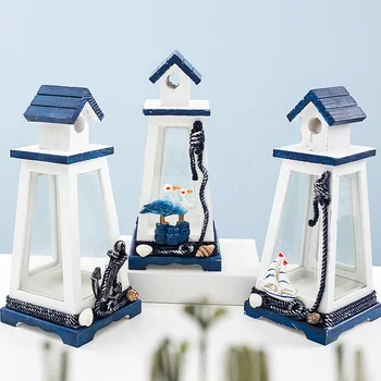 

Nordic Mediterranean style wind lamp retro creative marine windproof tower sailing anchor lighthouse home wood decorations gifts