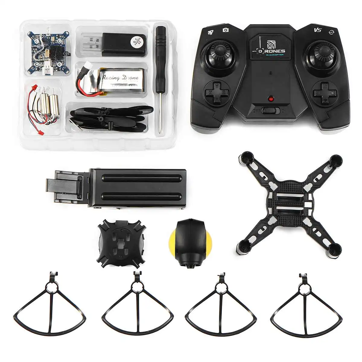 Camera Altitude DIY Drone WIFI FPV 2MP Hold One Key Return RC Battle Quadcopter Black with Yellow Stable Flight Lightweight Kit