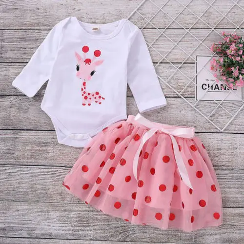

Toddler Kids Baby Girls Clothes Outfits Romper Tops+Tutu Skirt 2Pcs Set Clothes