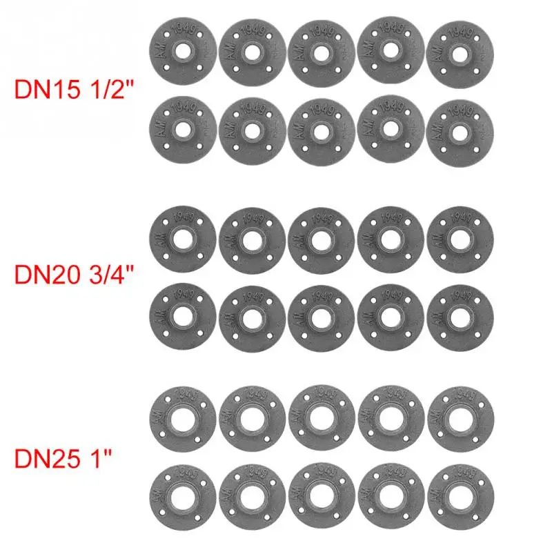 

10pcs Black Malleable Iron Floor Flange BSP Threaded Fitting Pipe ntique Wall Flange New