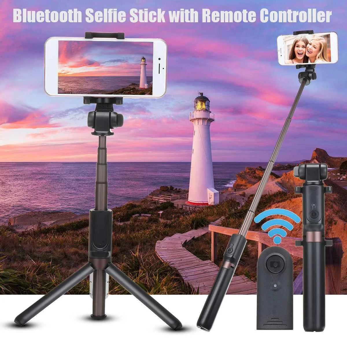 

Foldable 3 in 1 Selfie Stick Tripod Monopod for iPhone 8 X XS MAX bluetooth Remote Control Shutter Handheld Monopod for Xiaomi