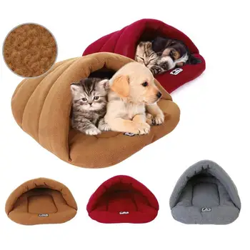 

3 Colors Soft Polar Fleece Dog Beds Winter Warm Pet Heated Mat Small Dog Puppy Kennel House for Cats Dogs Sleeping Bag Cave Bed