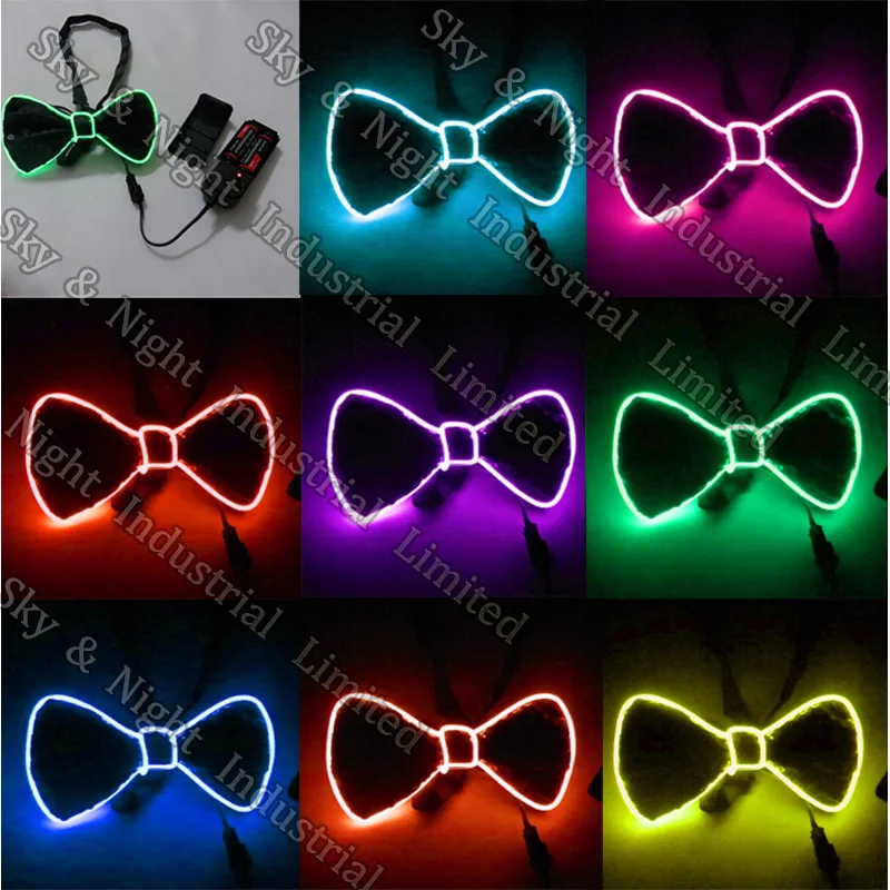 

High quality 10 Color Available Blinking EL Bowtie LED Bow tie New Design Light For Evening Party