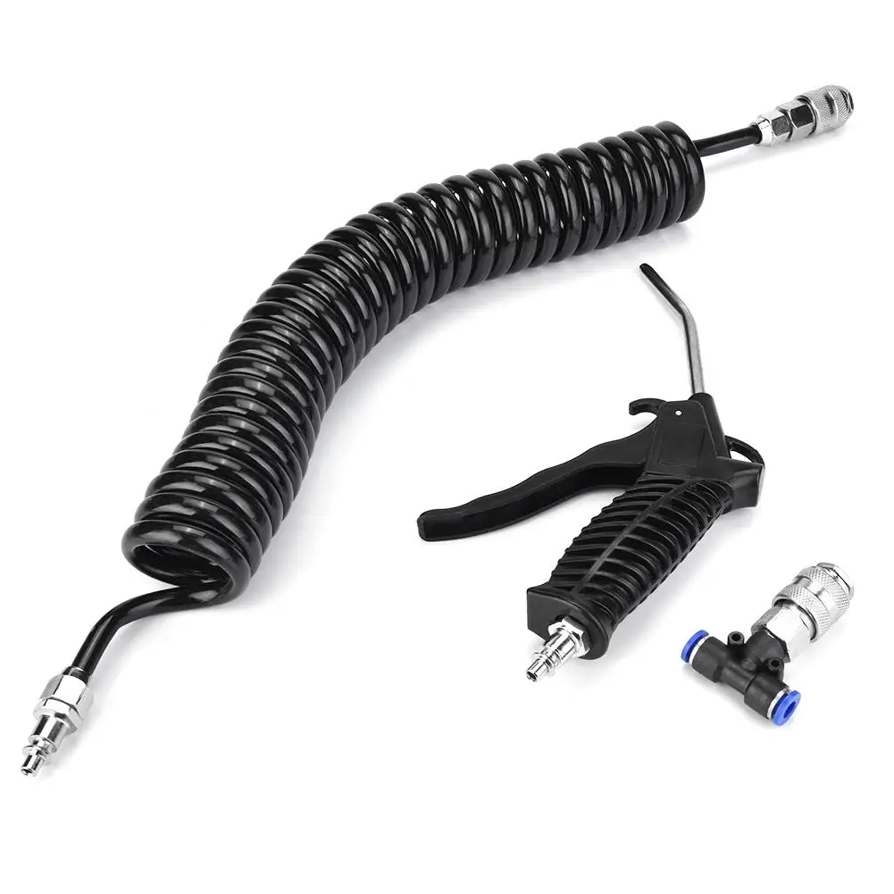 

Air Duster Blow Gun Air Duster Gun Pneumatic Wind Blowing Kit Set with EU Connector + PU Hose Black